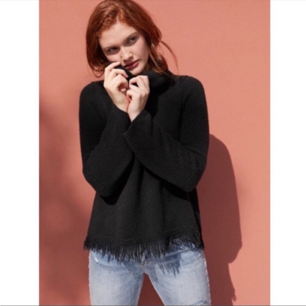 Anthropologie Akemi + Kin Cowl Neck Fringe Bottom Cozy Sweater